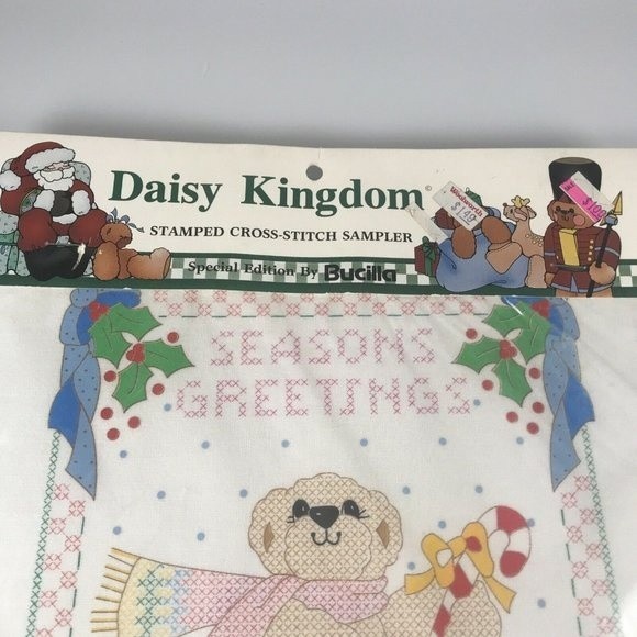 Daisy Kingdom Seasons Greetings Cross Stitch Sampler Bucilla 1992 63452 VTG - Picture 4 of 9